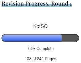 Revision Progress: Round 1, with a progress bar showing 78%, 188 of 240 pages