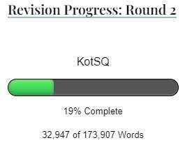 Revision Progress Round 2 with a progress bar showing 19 percent.