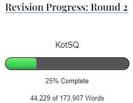 Revision Progress Round 2 status bar showing 25% complete.