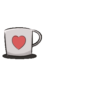 Tipping mug that spills a few coins and says I'm on Ko-Fi