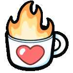 Coffee mug filled with fire