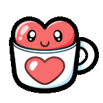 Mug filled with a merrily jiggling heart