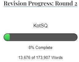 Revision Progress Round 2, with a progress bar showing 8% complete