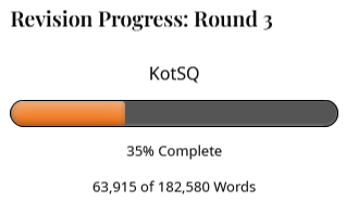 Revision round 3 progress bar showing 35% complete.