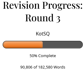 Revision round 3 progress bar showing 50% complete.